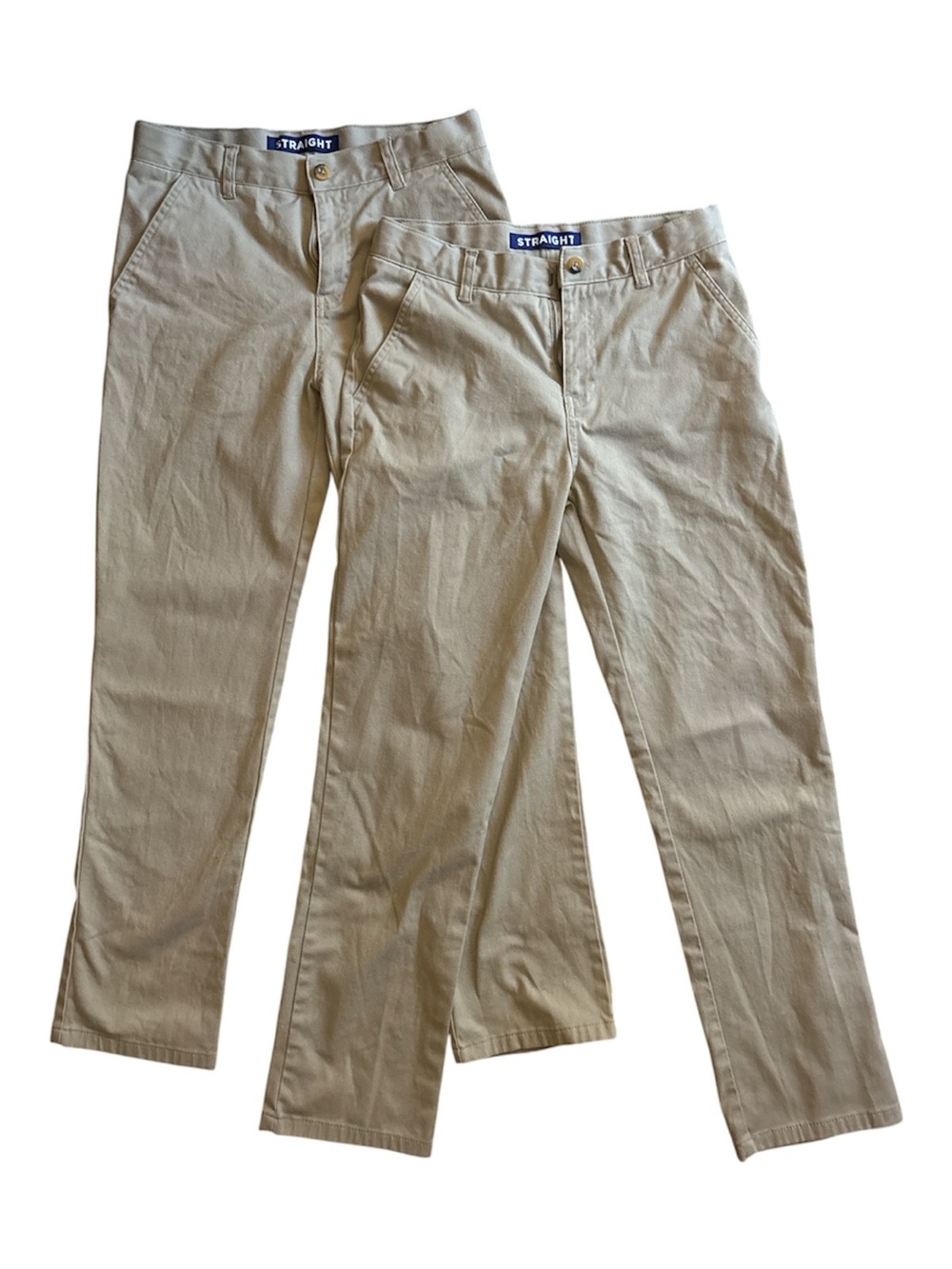 2 Pair Uniform French Toast Boys 16 Khaki Straight Pants Adjustable Clip Button